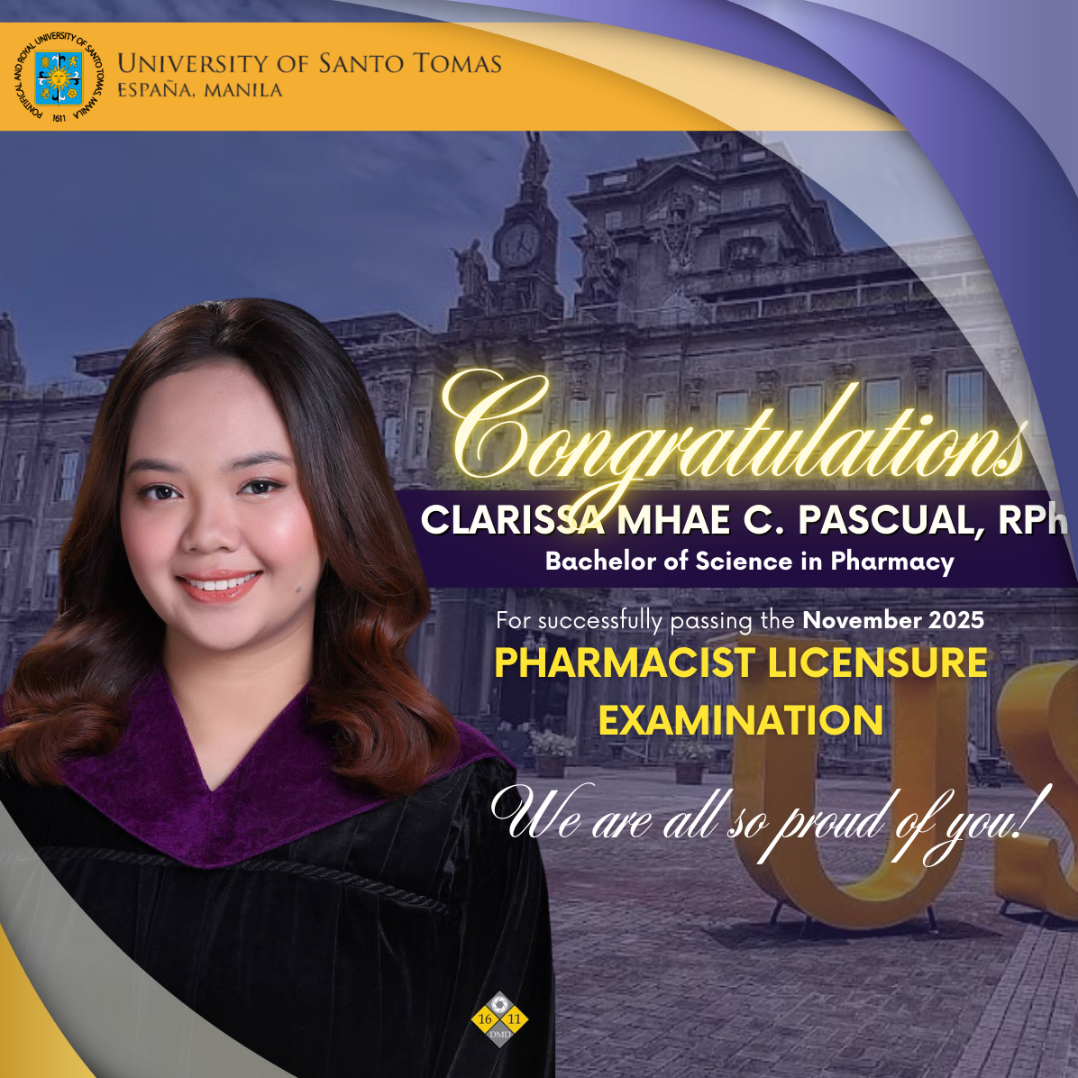 From building a timer to celebrating a licensed pharmacist - Clarissa Mhae C. Pascual, RPh